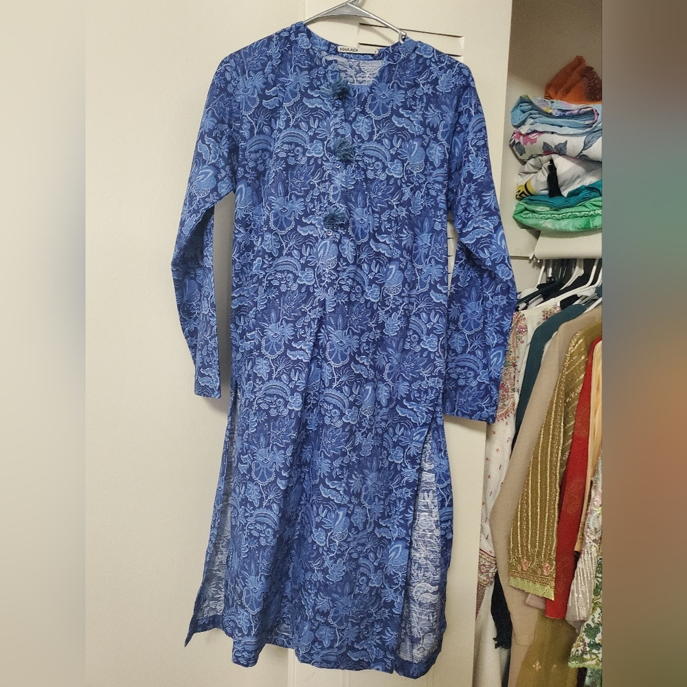 Elegant Blue Floral Women's Dress